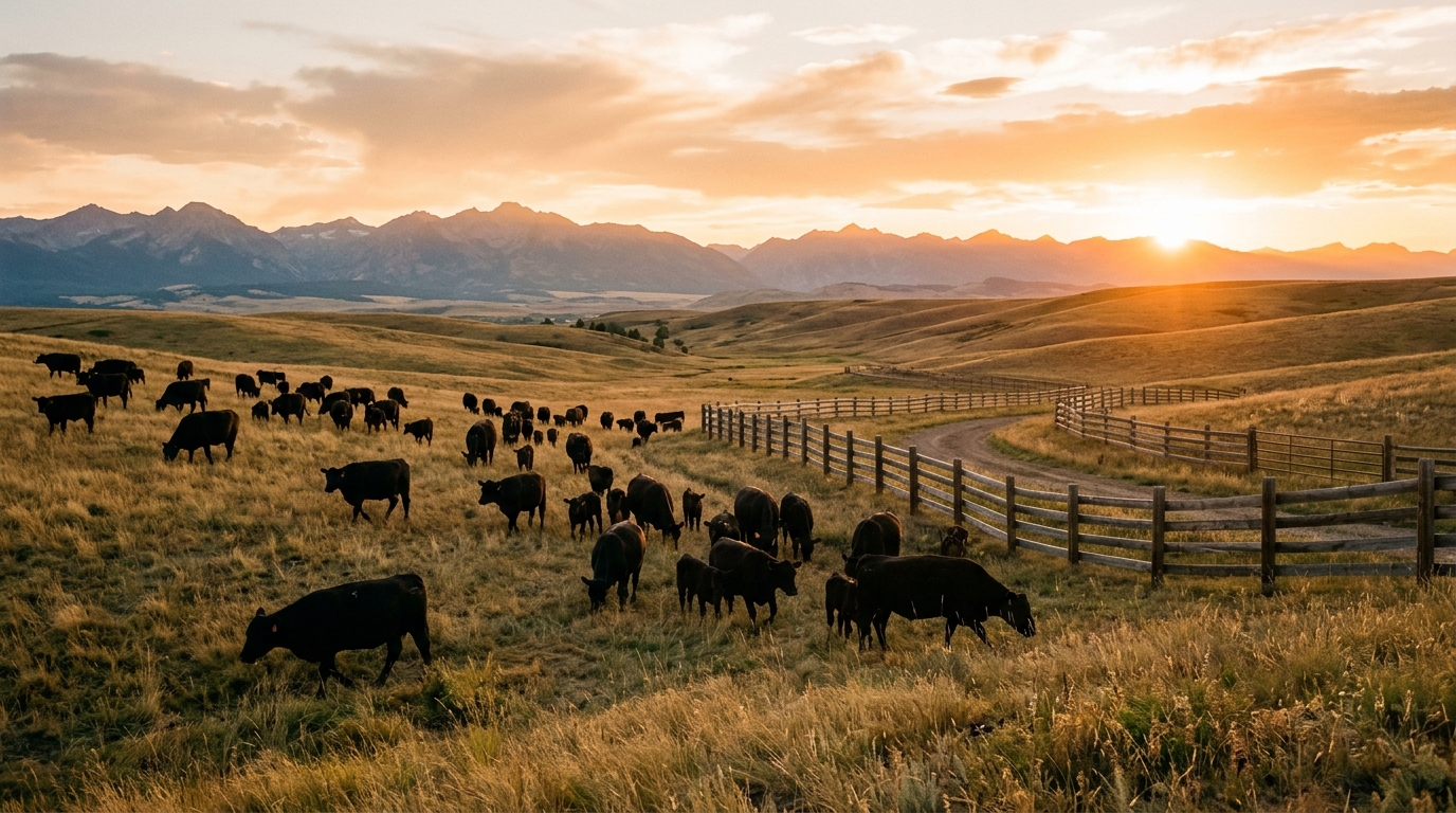 Black Angus cattle grazing on pasture