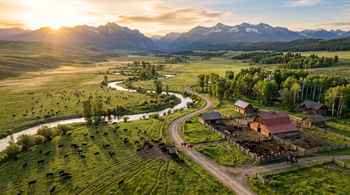 Panoramic view of Texas ranch